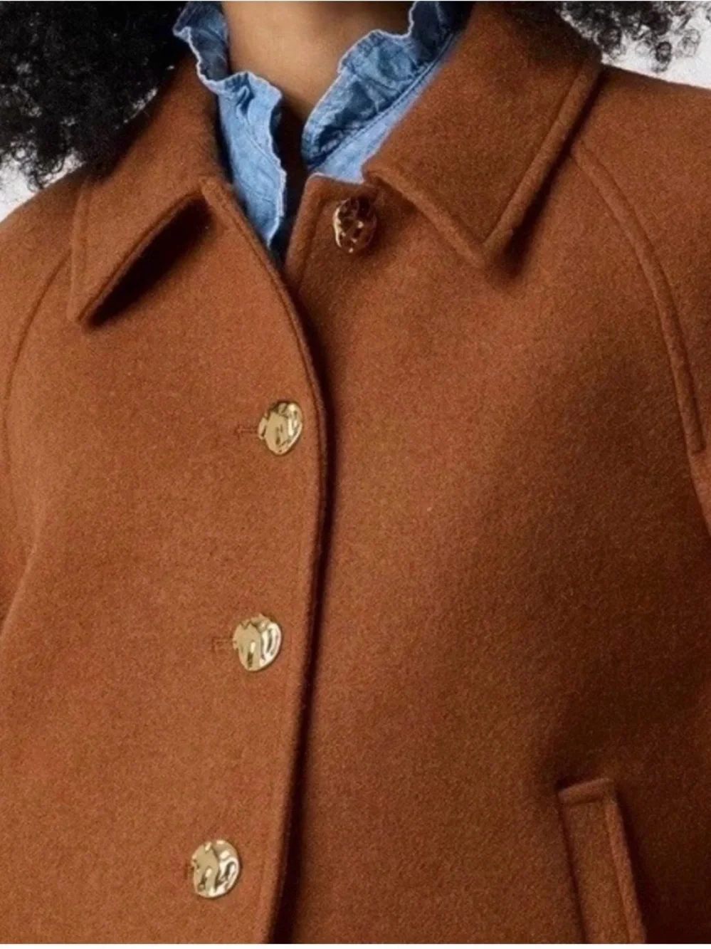 J. crew Wool Blend Caramel Brown Button-Front Jacket swing coat - Picture 4 of 9